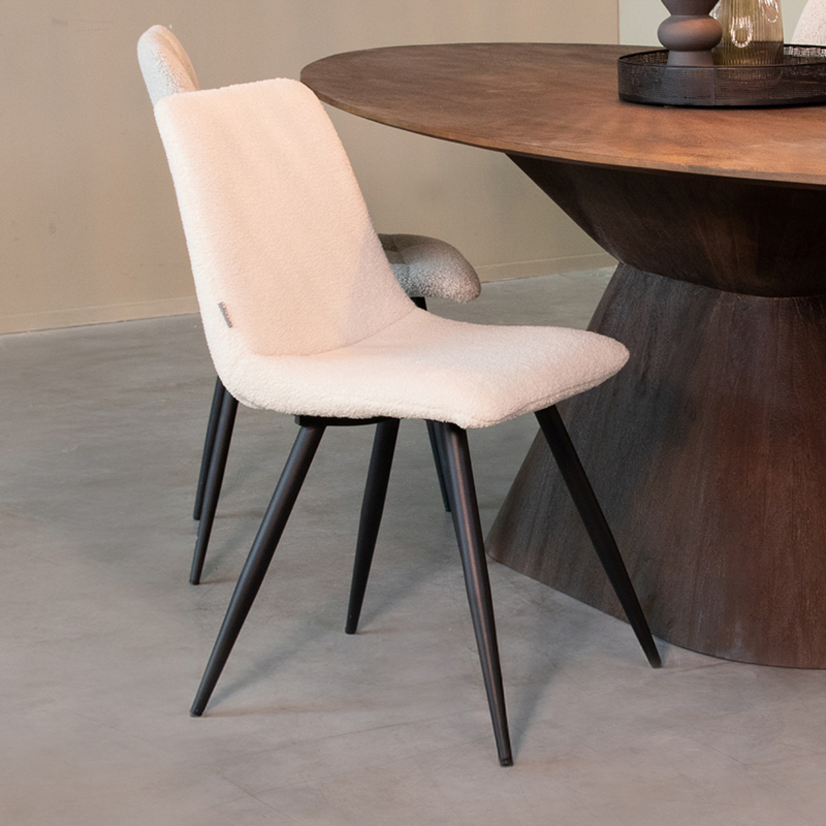 Esszimmerstühl Jep - Ohne Armlehne - Ivory - Weiß - Teddy - Ländlich - LABEL51