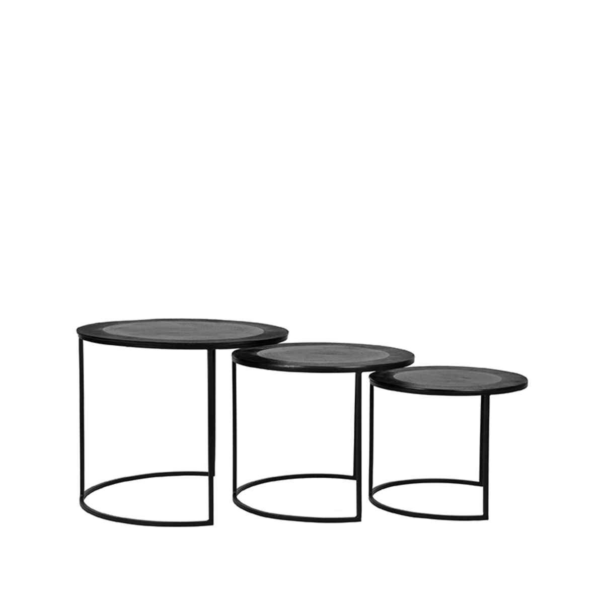 Couchtische Set Tres - Rund - Schwarz - Metall - Modern - LABEL51