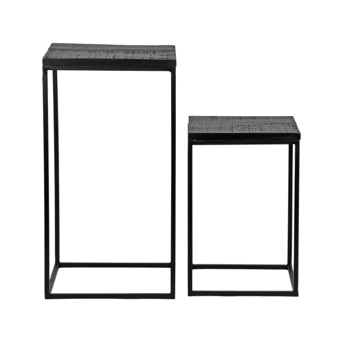 Beistelltische Vintage - Quadratisch - Schwarz - Mangoholz - Modern - LABEL51