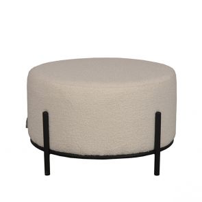 Poef Troy Ivoor Boucle 57x57x34 cm Voorkant