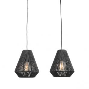 Hanglamp Ibiza Diamond 2-Lichts Jute Zwart 80x33x150 Cm Perspectief