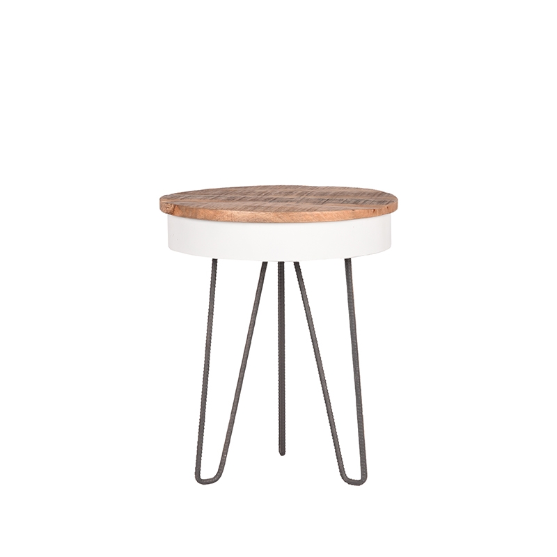 Beistelltische I_Saria - Rund - Weiß - Metall - Industriell - LABEL51
