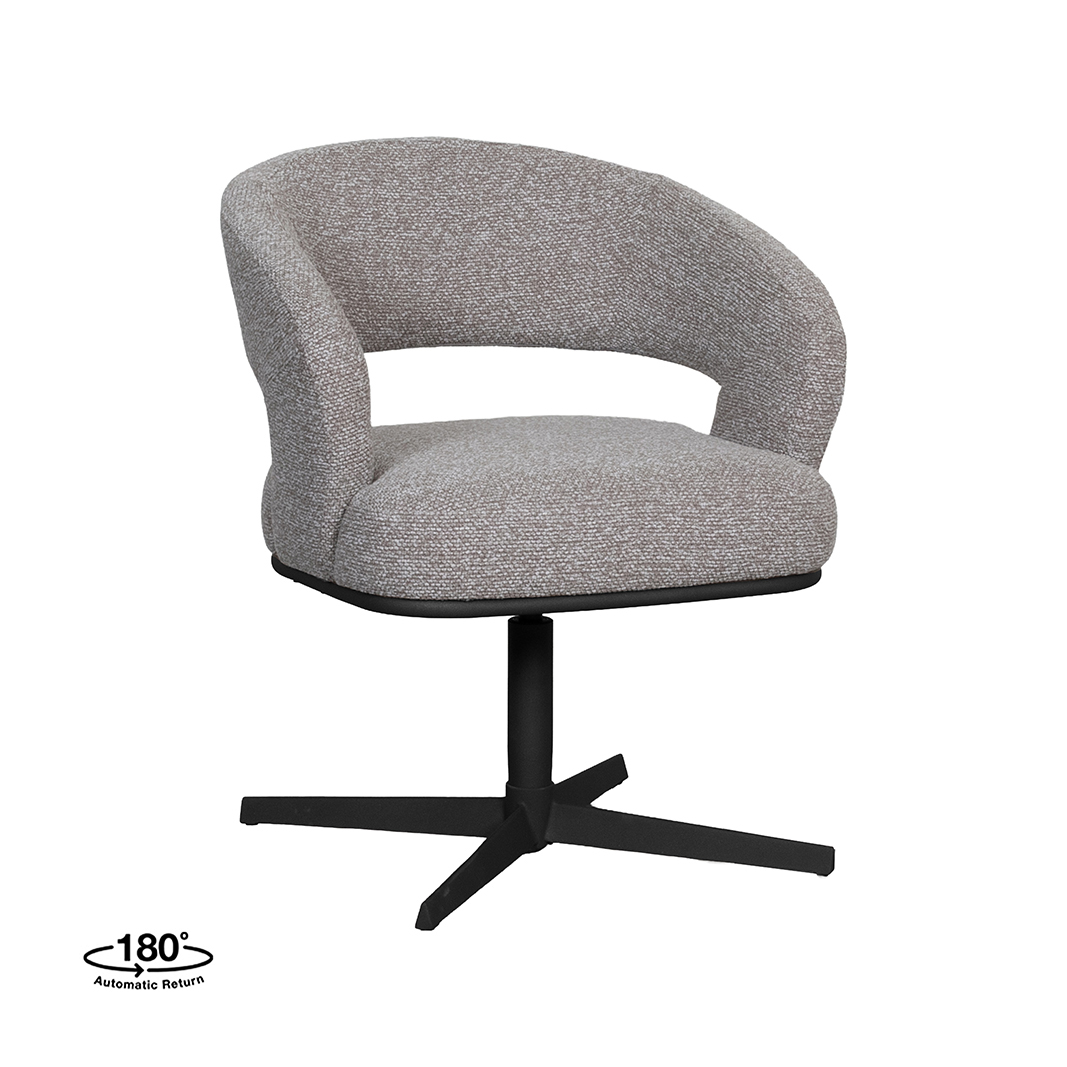 Esszimmerstühle I_Monaco - Ohne Armlehne - Mushroom - Braun - Boucle - LABEL51