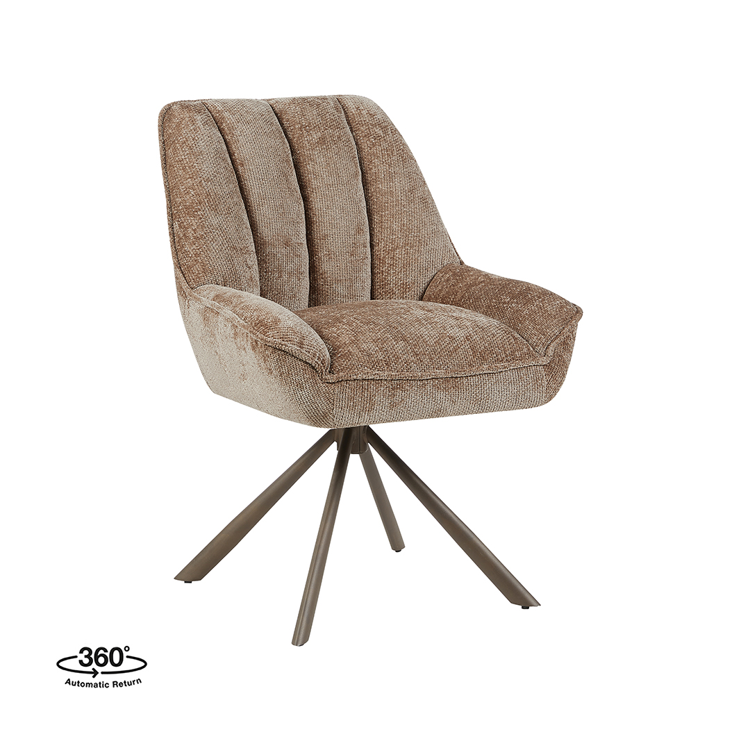 Esszimmerstühle I_Reims - Ohne Armlehne - Taupe - Braun - Chenille - LABEL51