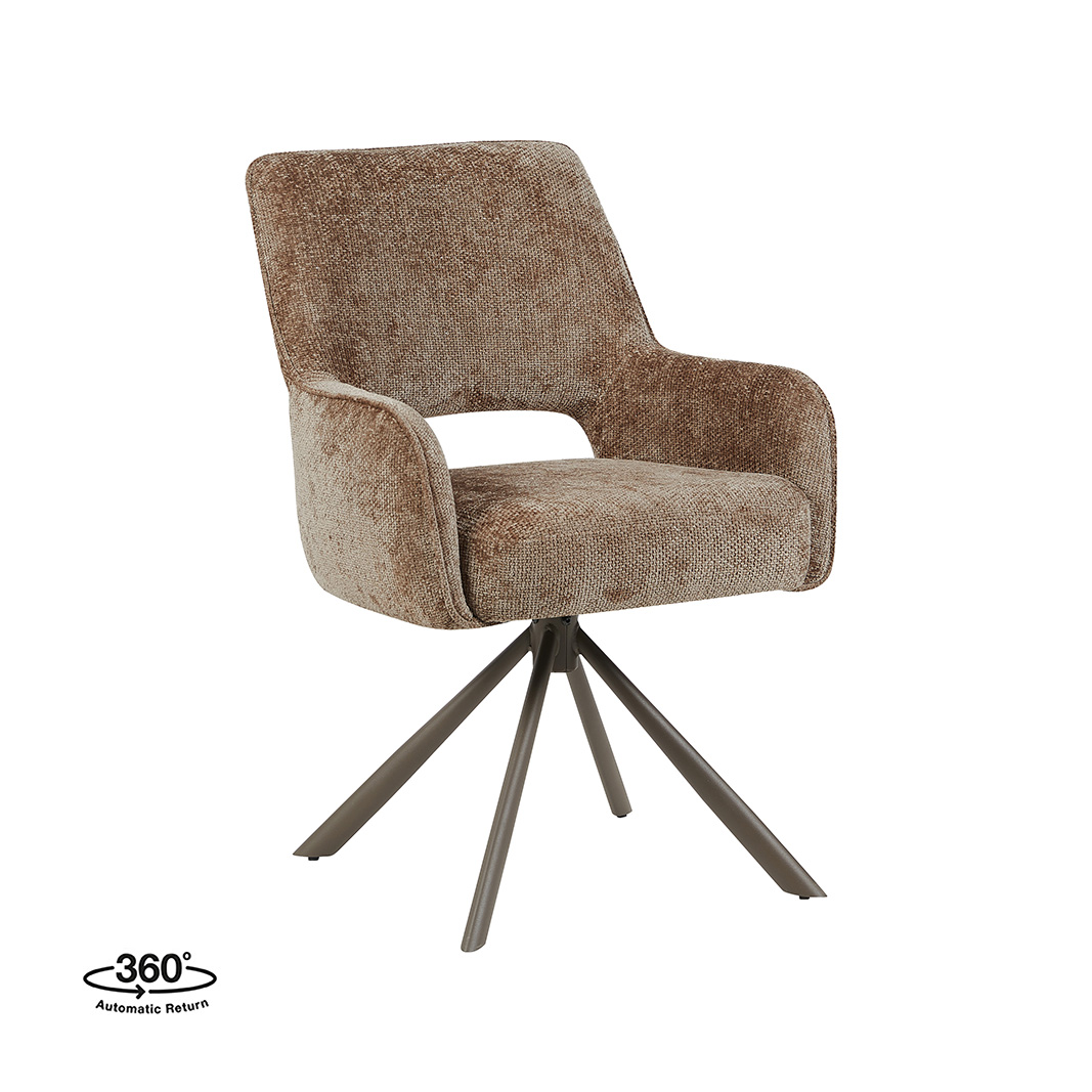 Esszimmerstühle I_Bergerac - Ohne Armlehne - Taupe - Braun - Chenille - LABEL51