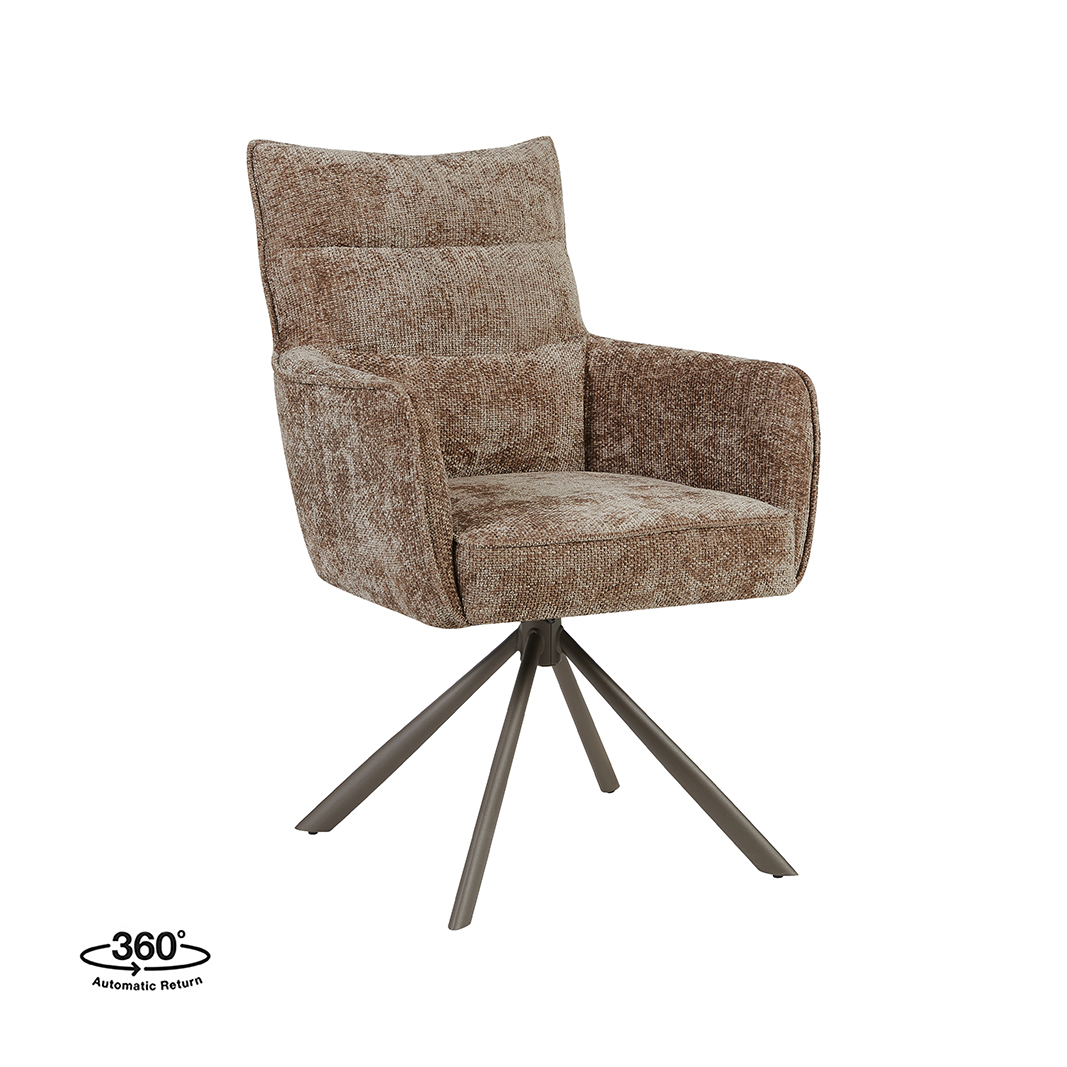 Esszimmerstühle I_Dubai - Ohne Armlehne - Taupe - Braun - Chenille - LABEL51