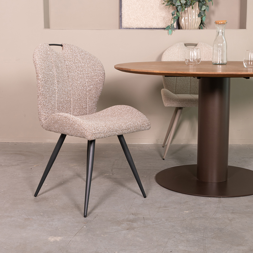 Esszimmerstühle I_Silly - Ohne Armlehne - Mushroom - Braun - Boucle - LABEL51