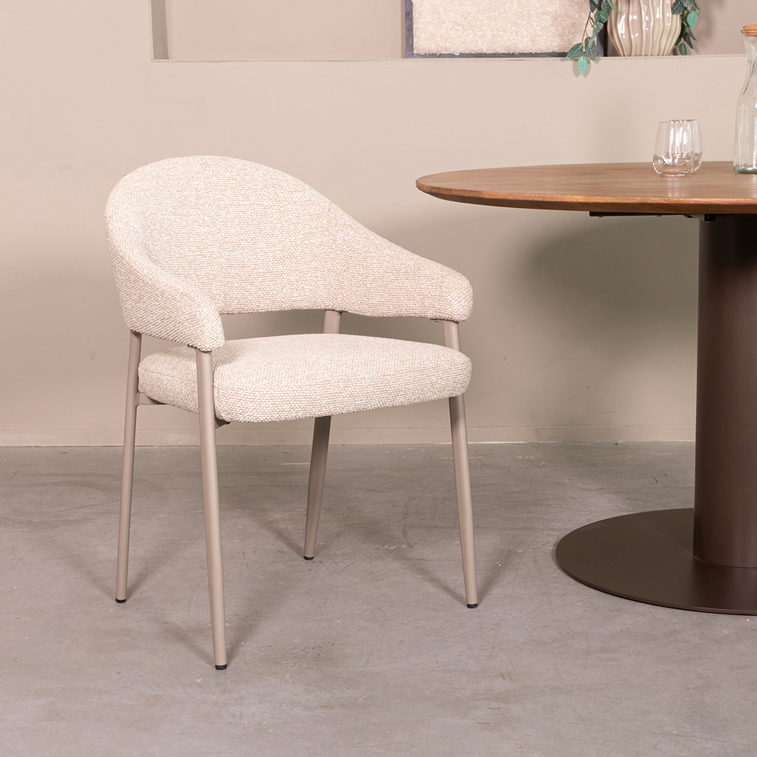 Esszimmerstühle I_Sora - Ohne Armlehne - Natural Beige - Boucle - LABEL51