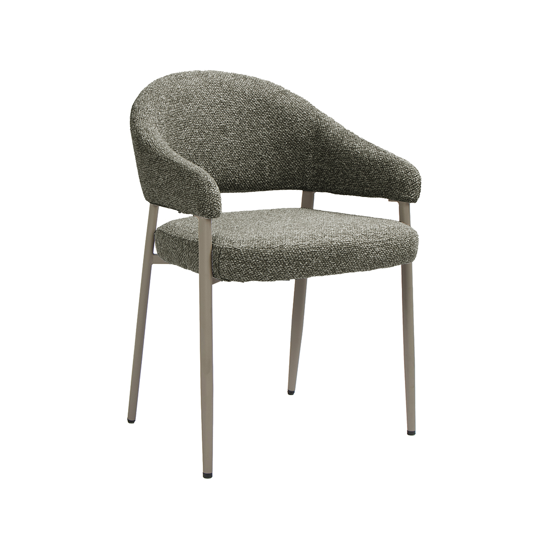 Esszimmerstühle I_Sora - Ohne Armlehne - Mushroom - Braun - Boucle - LABEL51
