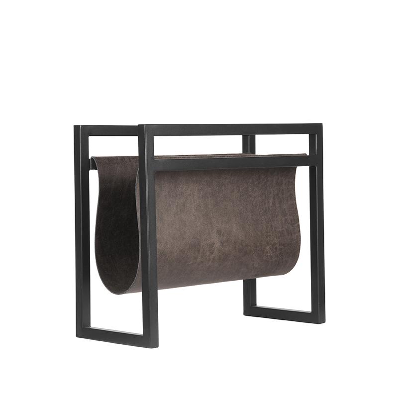 Dekoration I_Magazinehouder - Anthrazit - GRIJS - Leder - Industriell - LABEL51
