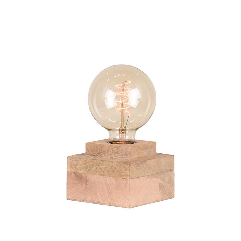 Tischlampe I_Block - Rough - Braun - Mangoholz - Industriell - LABEL51