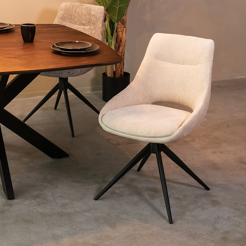 Esszimmerstühl I_Marlow - Drehbar - Ohne Armlehne - Natural Beige - NATUREL - Elite - Minimalistisch - LABEL51