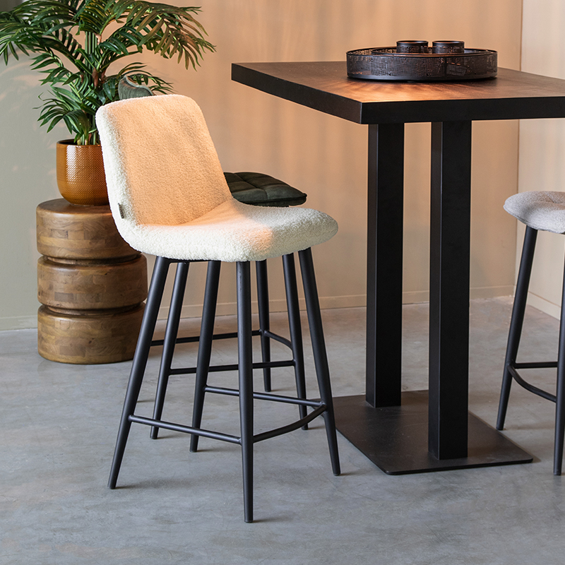 Barhocker I_Jep - Ohne Armlehne - Laag - Ivoor - WIT - Teddy - Ländlich - LABEL51