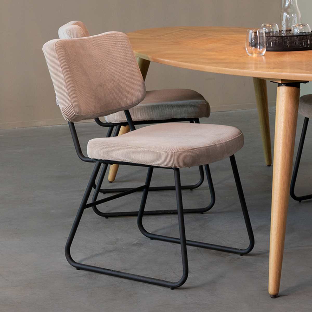 Esszimmerstühl I_Noah - Ohne Armlehne - Natural Beige - Ribcord - Retro - LABEL51