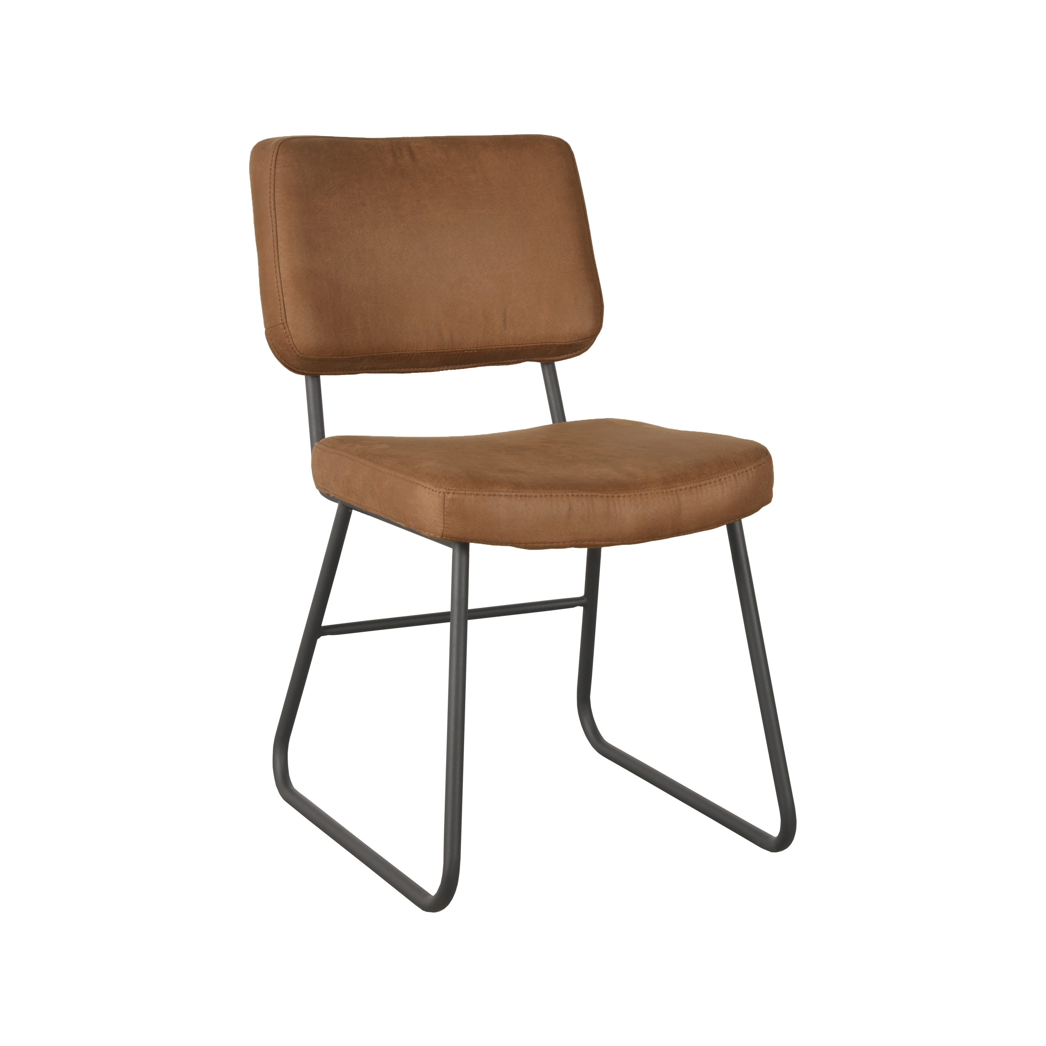 Esszimmerstühl I_Noah - Ohne Armlehne - Cognac - Braun - Micro Suede - Modern - LABEL51