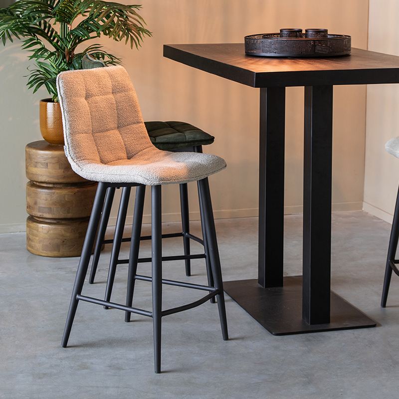 Barhocker I_Jelt - Ohne Armlehne - Laag - Natural Beige - Boucle - Ländlich - LABEL51