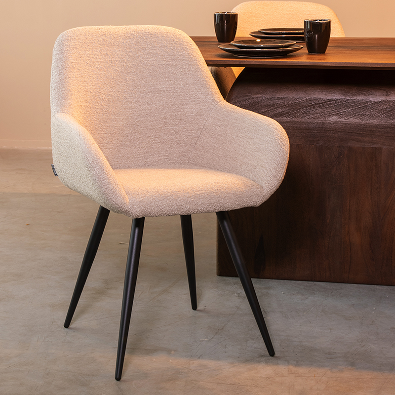 Esszimmerstühl I_Fender - Armlehne - Natural Beige - NATUREL - Boucle - Ländlich - LABEL51