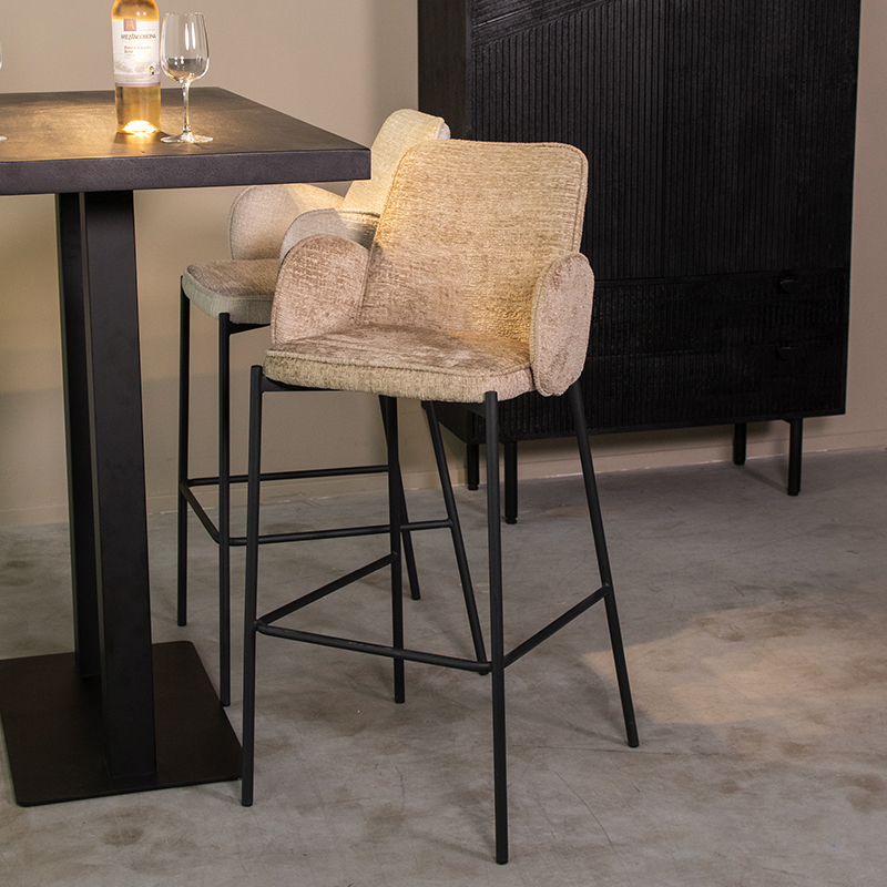 Barhocker I_Joni - Armlehne - Hoog - Beige - NATUREL - Elegance - Modern - LABEL51