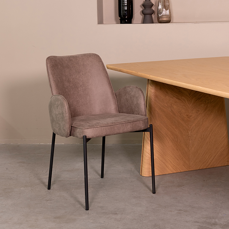 Esszimmerstühl I_Joni - Armlehne - Taupe - Braun - Micro Suede - Modern - LABEL51