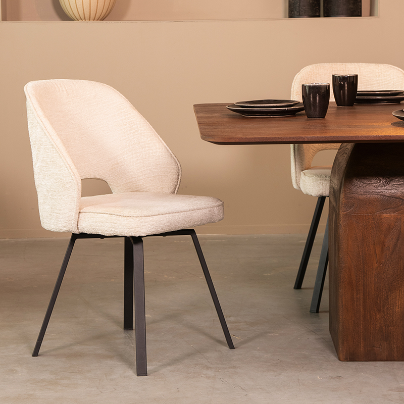 Esszimmerstühl I_Lewis - Ohne Armlehne - Creme - Elegance - Ländlich - LABEL51