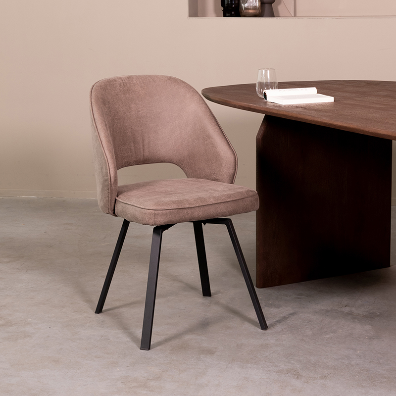 Esszimmerstühl I_Lewis - Ohne Armlehne - Taupe - Braun - Micro Suede - Modern - LABEL51