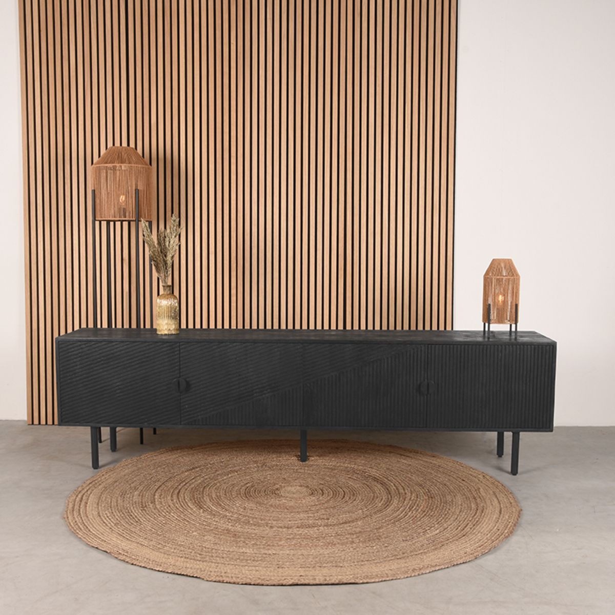 TV-Schrank I_Cotia - Schwarz - ZWART - Mangoholz - Modern - LABEL51