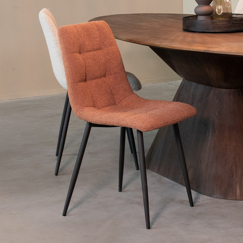 Esszimmerstühl I_Juul - Ohne Armlehne - Terra - Orange - Boucle - Retro - LABEL51