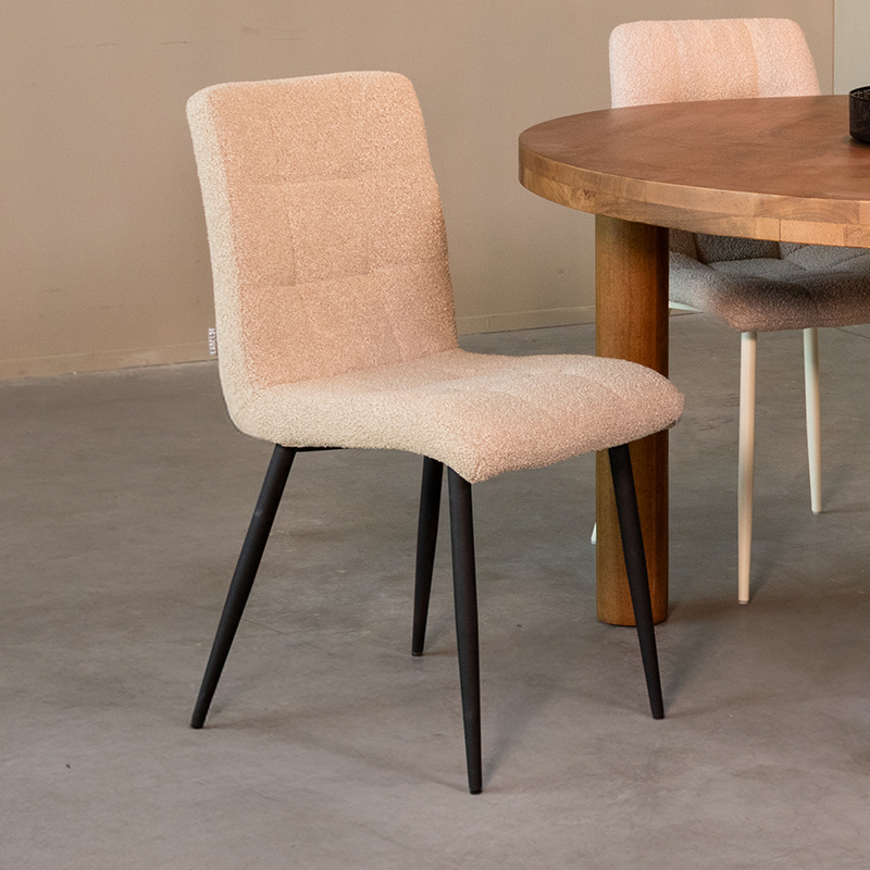 Esszimmerstühl I_Sam - Ohne Armlehne - Sand - NATUREL - Boucle - Ländlich - LABEL51