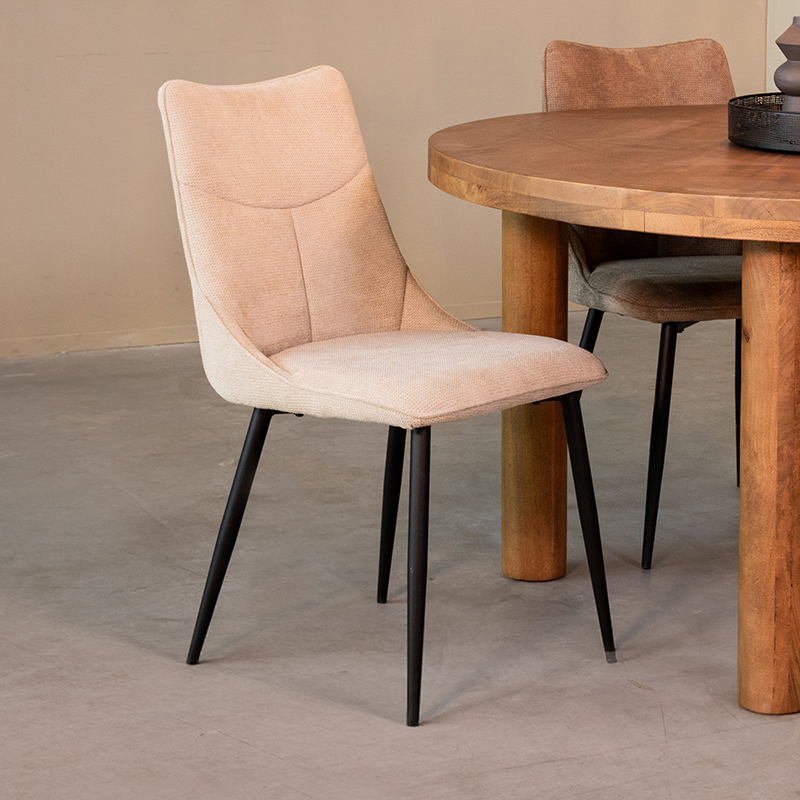 Esszimmerstühl I_Riv - Ohne Armlehne - Natural Beige - NATUREL - Stoff - Ländlich - LABEL51