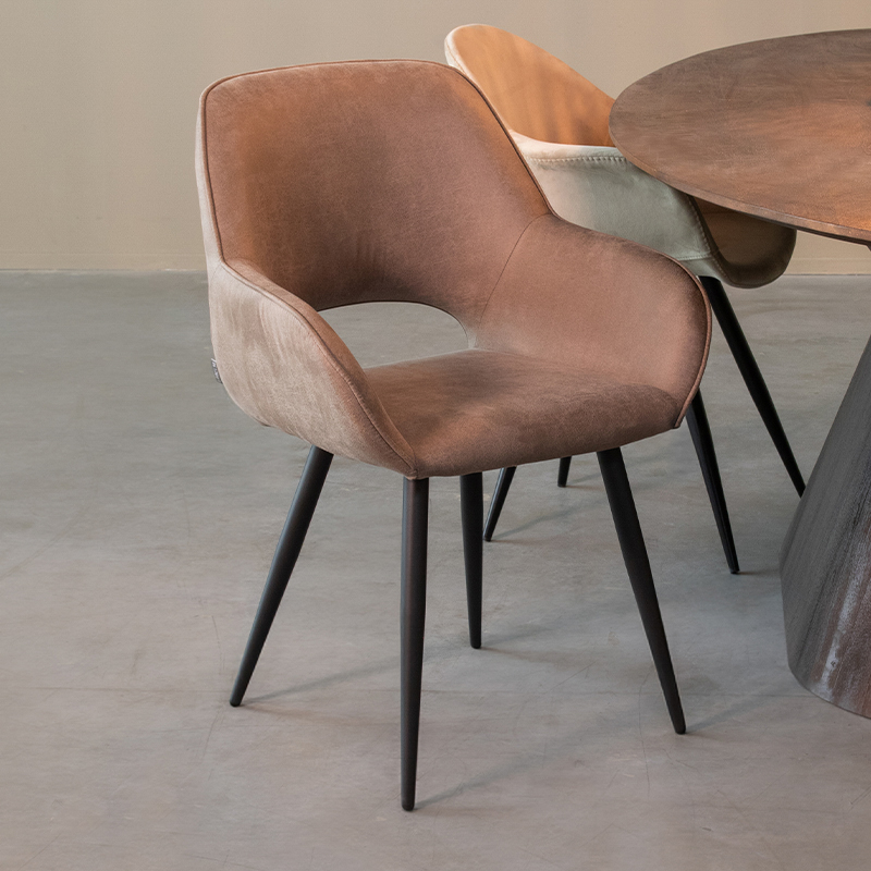 Esszimmerstühl I_Fer - Armlehne - Taupe - Braun - Micro Suede - Modern - LABEL51