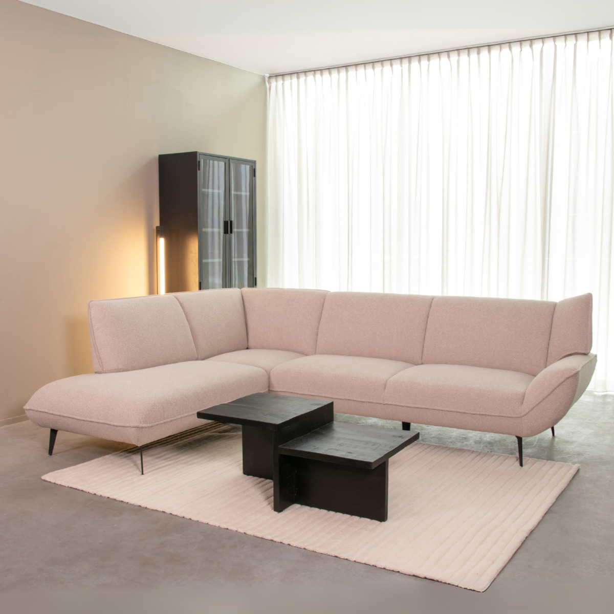 Ecksofa I_Pesaro - Links Voorstaand - Armlehne - Natural Beige - NATUREL - Boucle - Ländlich - LABEL51