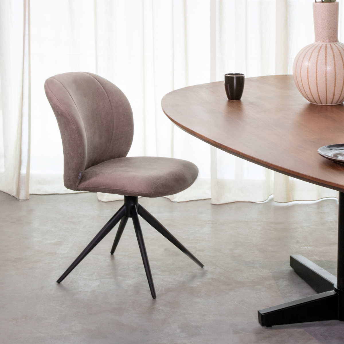 Esszimmerstühl I_Kimo - Ohne Armlehne - Taupe - Braun - Micro Suede - Modern - LABEL51