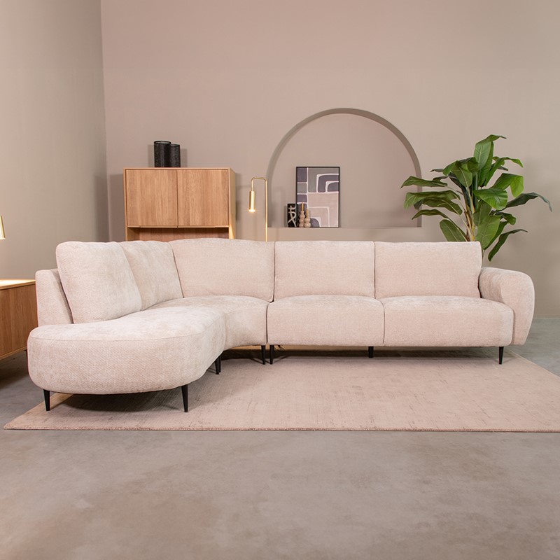 Ecksofa I_Milano - Links Voorstaand - Armlehne - Natural Beige - Chenille - Minimalistisch - LABEL51