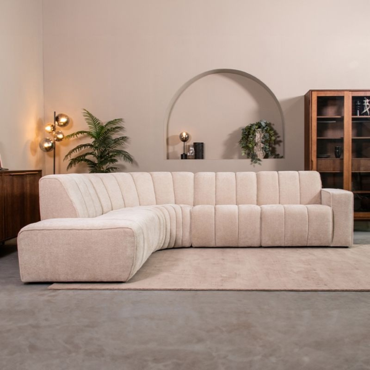 Ecksofa I_Vitoro - Links Voorstaand - Armlehne - Natural Beige - NATUREL - - Minimalistisch - LABEL51