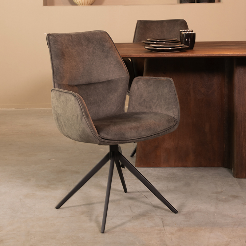 Esszimmerstühl I_Mellow - Armlehne - Anthrazit - Grau - Cosmo - Modern - LABEL51