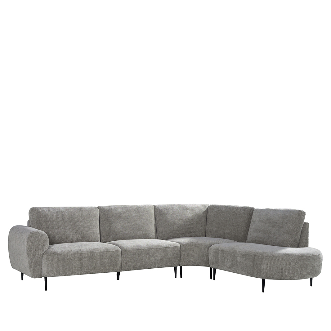 Ecksofa I_Milano - Hoekbank Rechts - Armlehne - Stone - Grau - Chenille - Modern - LABEL51