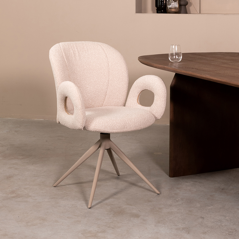 Esszimmerstühl I_Neo - Drehbar - Armlehne - Natural Beige - NATUREL - Boucle - Skandinavisch - LABEL51