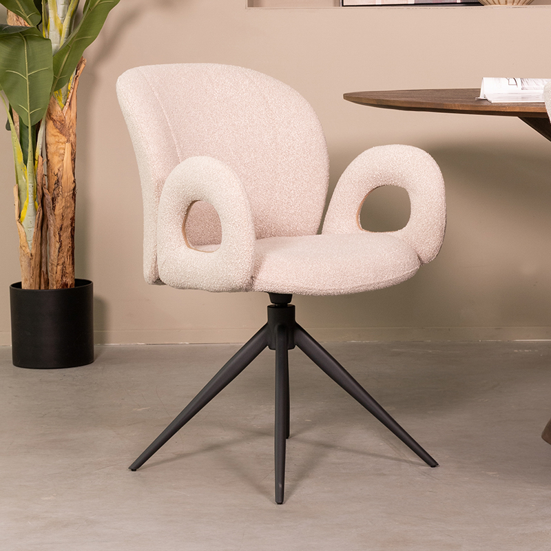 Esszimmerstühl I_Neo - Armlehne - Natural Beige - Boucle - Ländlich - LABEL51