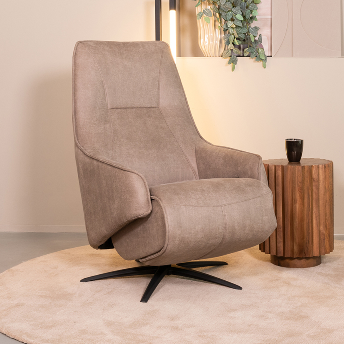 Sessel I_Odense - Elektrisch - Armlehne - Taupe - Braun - Micro Suede - Modern - LABEL51