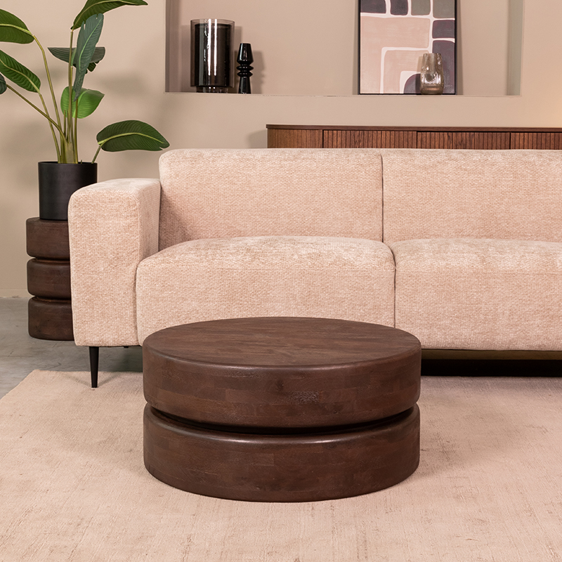 Couchtische I_Milly - Rund - Espresso - Braun - Mangoholz - Minimalistisch - LABEL51
