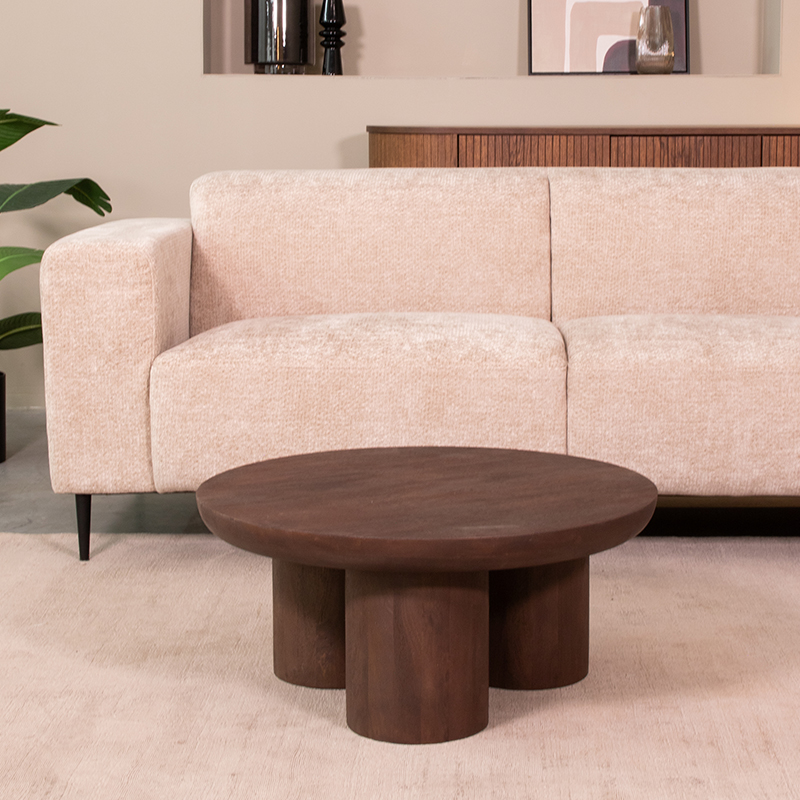 Couchtische I_Olly - Rund - Espresso - Braun - Mangoholz - Minimalistisch - LABEL51