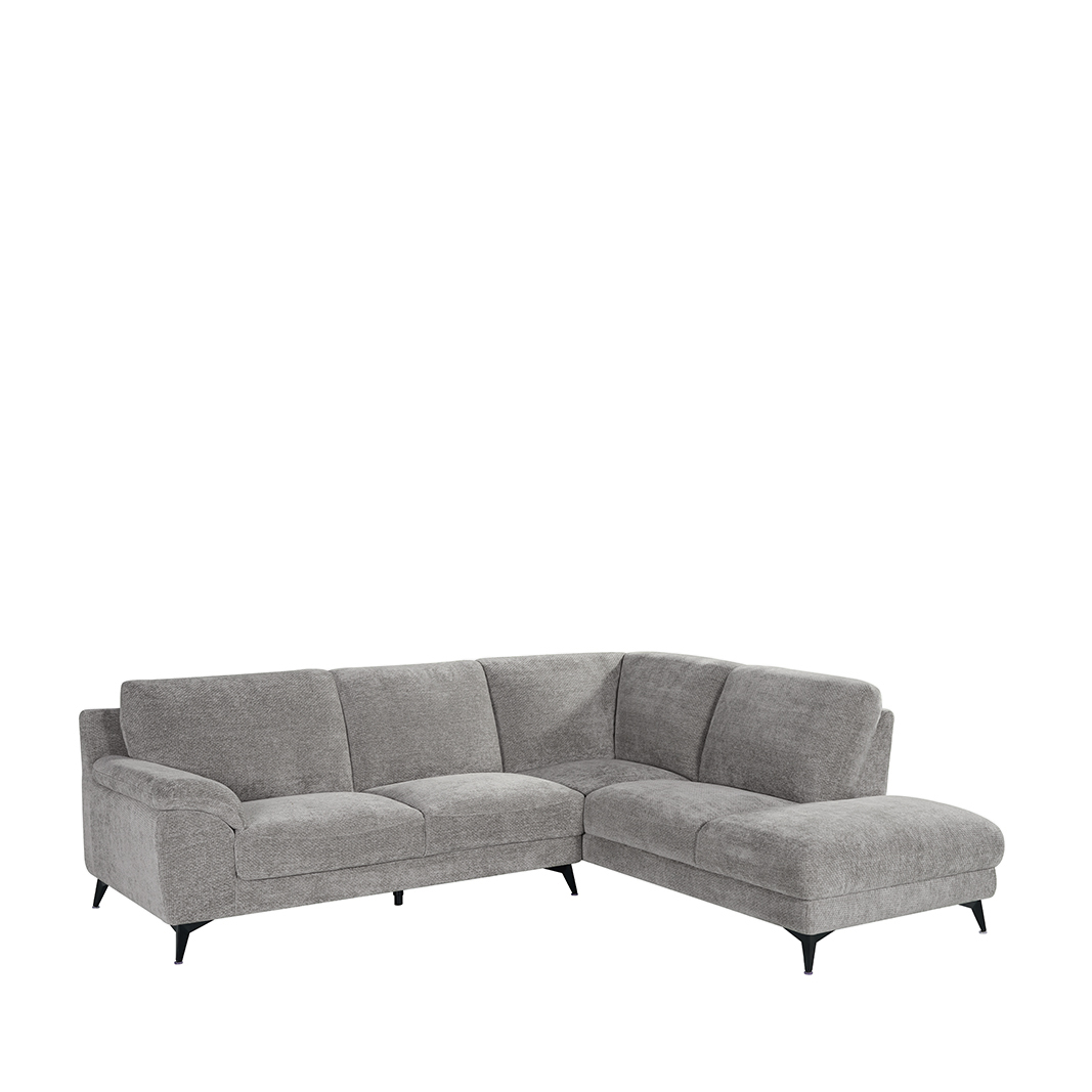Ecksofa I_Santino - Hoekbank Rechts - Armlehne - Stone - Grau - Chenille - Modern - LABEL51