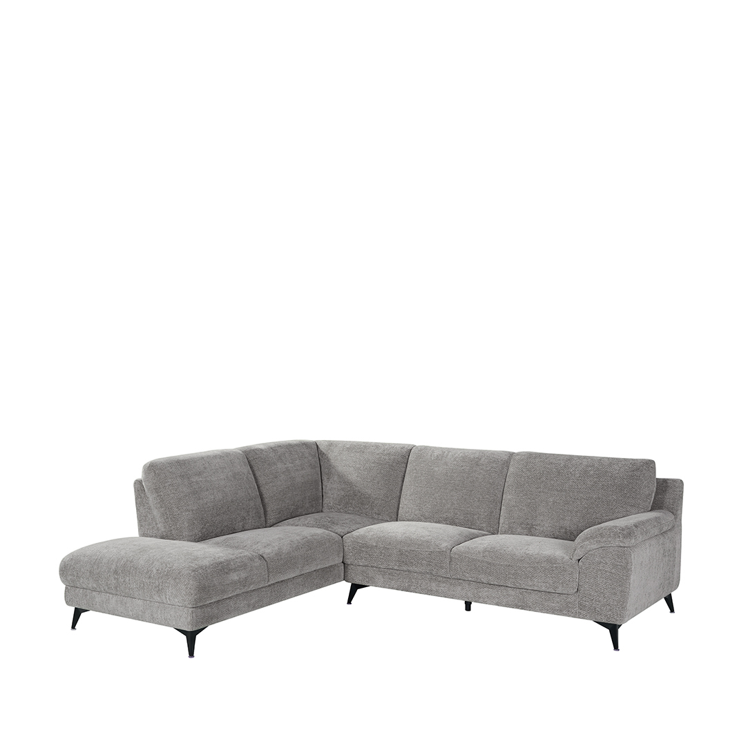Ecksofa I_Santino - Hoekbank Links - Armlehne - Stone - Grau - Chenille - Modern - LABEL51