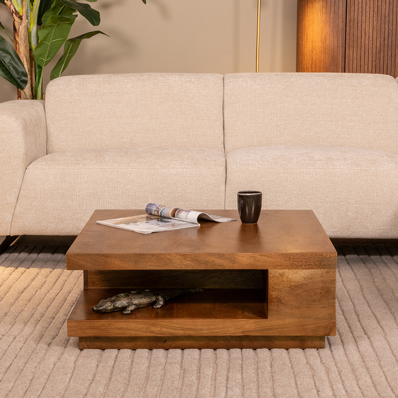 Couchtische I_Square - Quadratisch - Nature Smooth - Braun - Mangoholz - Ländlich - LABEL51