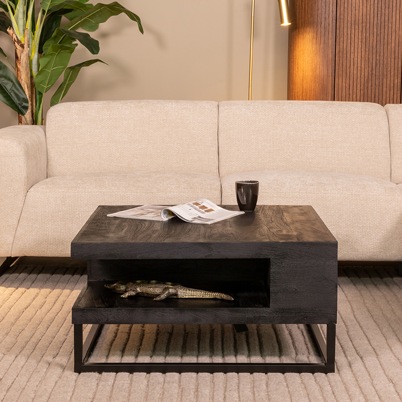 Couchtische I_Cube - Quadratisch - Schwarz - Mangoholz - Modern - LABEL51