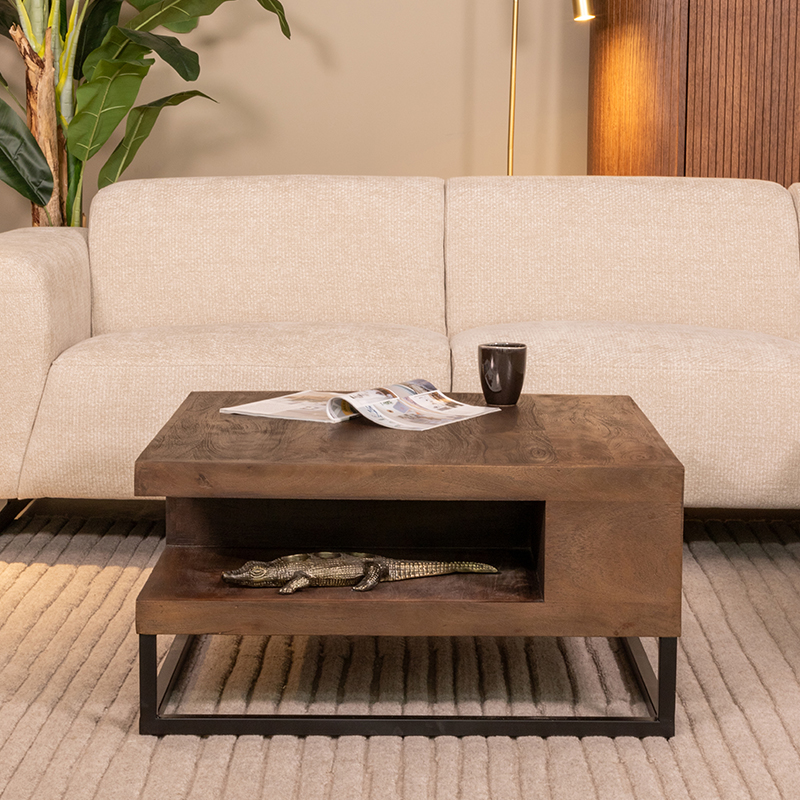 Couchtische I_Cube - Quadratisch - Espresso - Braun - Mangoholz - Modern - LABEL51