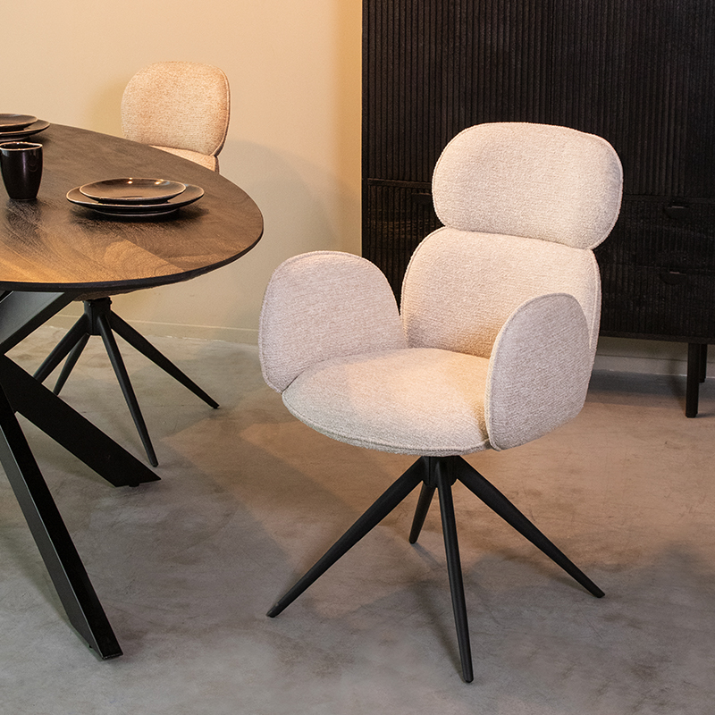 Esszimmerstühl I_Vidar - Drehbar - Armlehne - Natural Beige - NATUREL - Royal Boucle - Ländlich - LABEL51