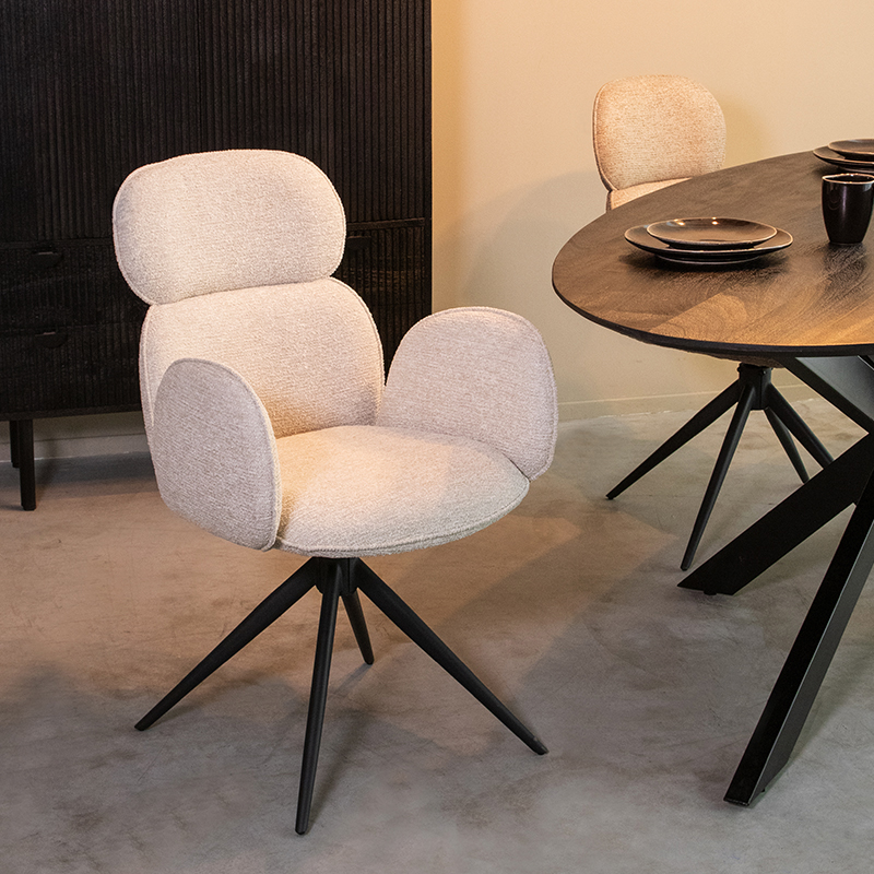 Esszimmerstühl I_Vidar - Armlehne - Natural Beige - Royal Boucle - Ländlich - LABEL51