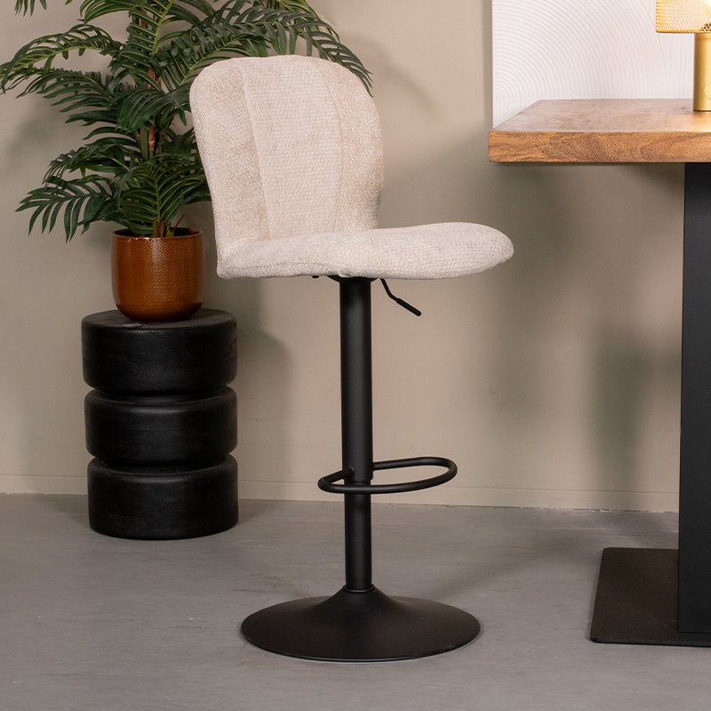 Barhocker I_Vino - Ohne Armlehne - Gaslift - Natural Beige - Elite - Minimalistisch - LABEL51