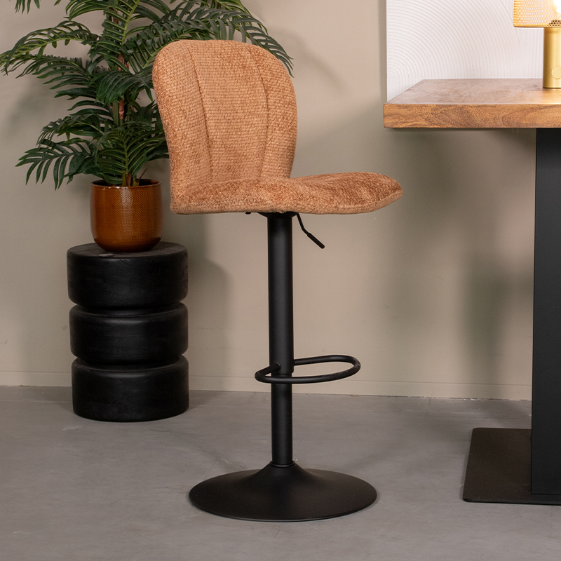 Barhocker I_Vino - Drehbar - Ohne Armlehne - Gaslift - Cognac - BRUIN - - Retro - LABEL51